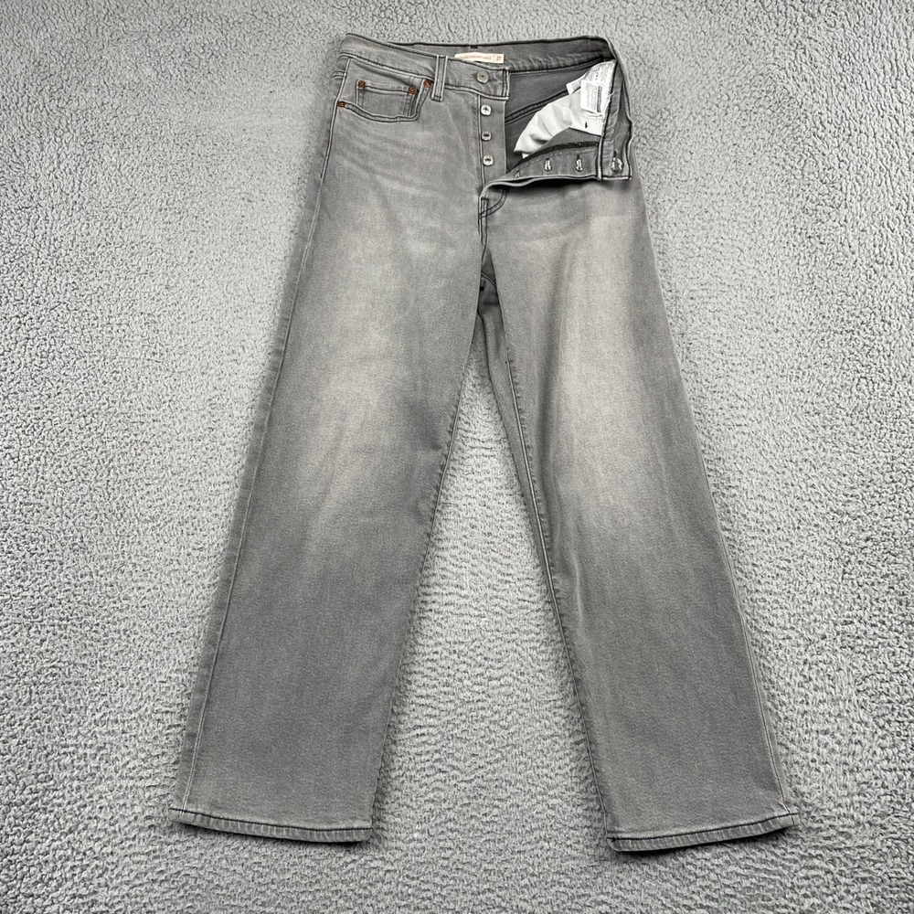 Levi's Jeans Womens 27 Gray Ribcage Straight Ankle High Rise Button Fly Denim